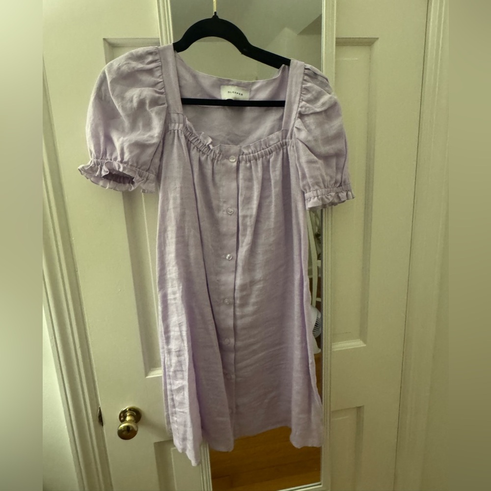 Sleeper Lilac Ruffle Linen Dress